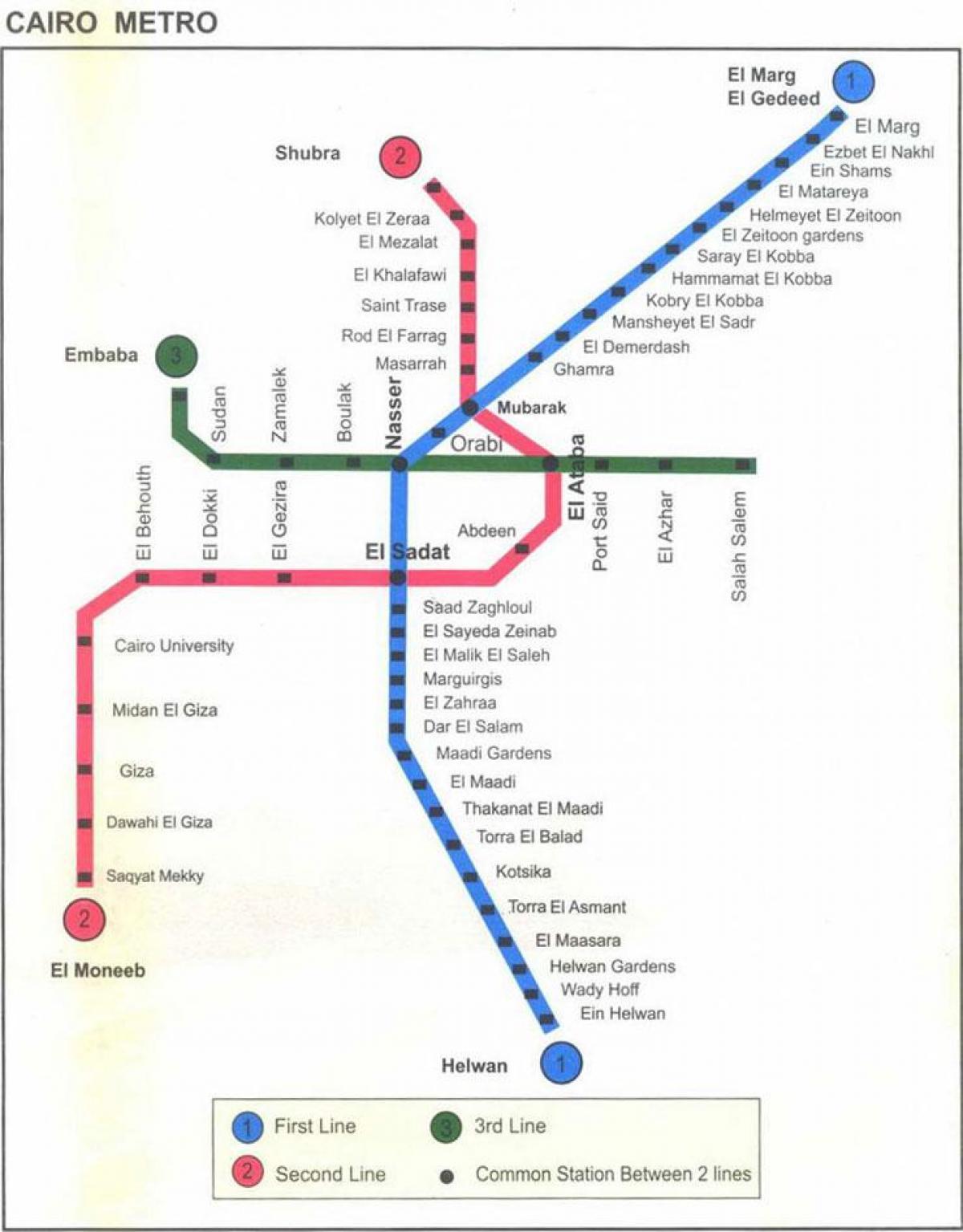 карта на метрото в Кайро 