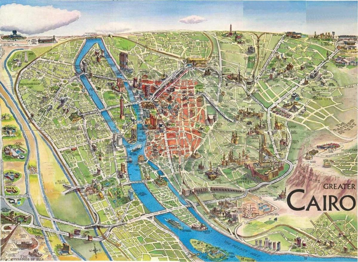 Карта на туристически Кайро, Египет